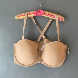NWT Cacique 46DDD Nude Full Coverage Strap/Strapless Underwire Bra Plus Size